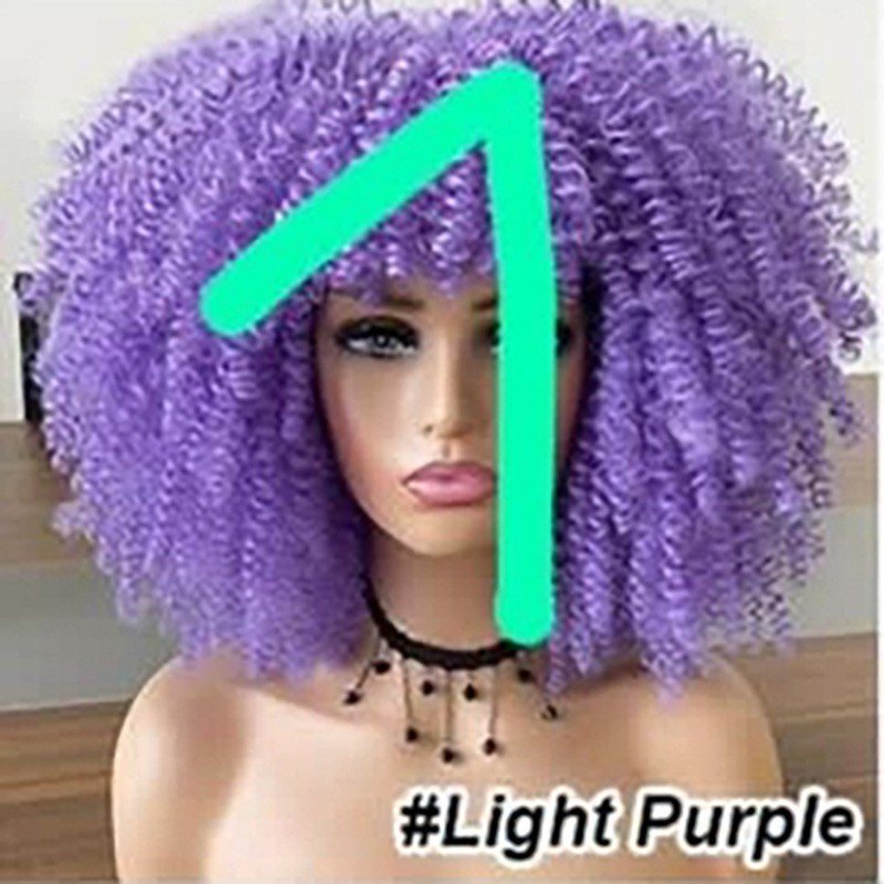 Cross border European and American high-temperature silk synthetic wig full head set, African small curly hair explosive head wig, wig manufacturer Cross border European and American high-temperature silk synthetic wig full head set, African small curly hair explosive head wig, wig manufacturer