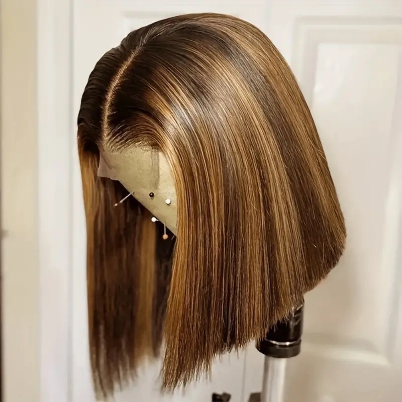 Amazon European and American Fashion Piano Color Pickled Wig Bobo Head Wig Hot Selling Front Lace Full Headset