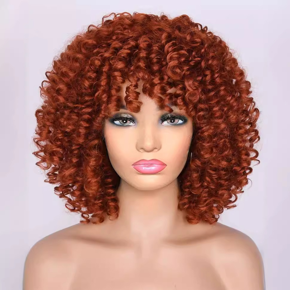 Cross border European and American wigs female wig manufacturers wholesale Africa small curly hair explosive head multi-color synthetic wig full head set Cross border European and American wigs female wig manufacturers wholesale Africa small curly hair explosive head multi-color synthetic wig full head set