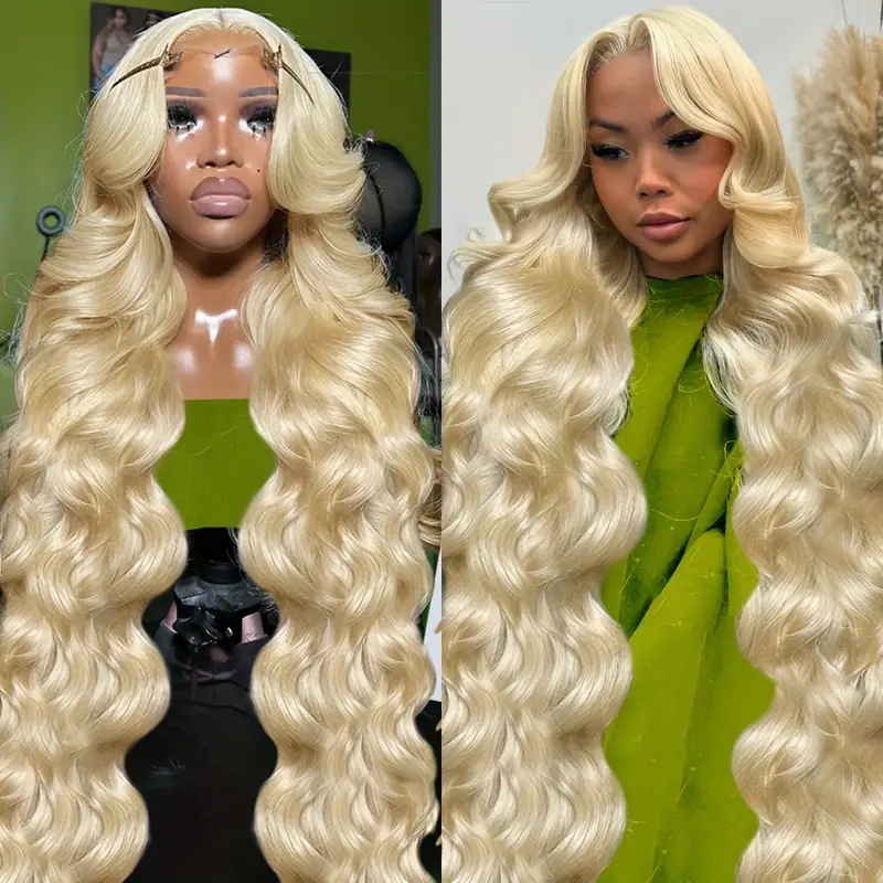 Cross border hot selling lace wig for women, big wavy long curly hair, light golden wavy curly hair, Front Lace Wig