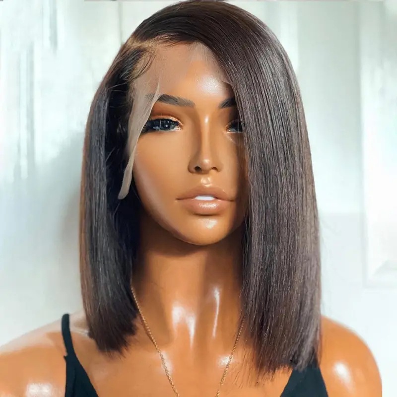 Cross border European and American Fashion Wig Bobo Head Mid Split Short Straight Fiber Headset Front Lace 13 * 4 Lace Wig Cross border European and American Fashion Wig Bobo Head Mid Split Short Straight Fiber Headset Front Lace 13 * 4 Lace Wig