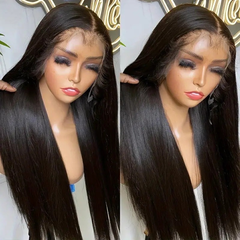 Cross border foreign trade fashion long straight hair wig African hot selling front lace lace lace lace mid split straight hair synthetic headband Cross border foreign trade fashion long straight hair wig African hot selling front lace lace lace lace mid split straight hair synthetic headband