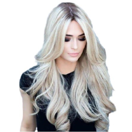 Amazon Cross border Europe and America New Wig Medium Split Gradient Yellow Long Curled Hair Women's Big Wave Wig Rose Net Amazon Cross border Europe and America New Wig Medium Split Gradient Yellow Long Curled Hair Women's Big Wave Wig Rose Net