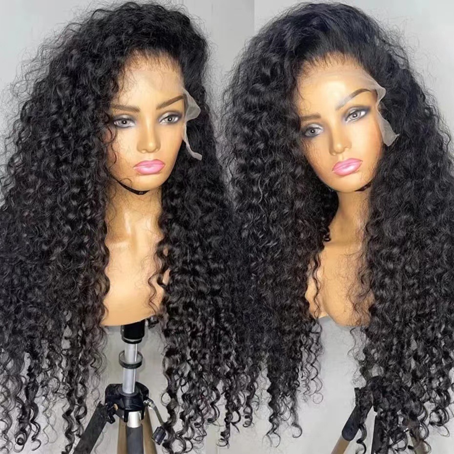 Front lace wig headband for black people, hot selling long straight hair, small curls, long curls, in stock at Latin American factory