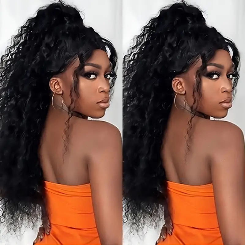 Cross border European and American fashion front lace synthetic wig Amazon Africa hot selling small roll tube long roll hair cover Cross border European and American fashion front lace synthetic wig Amazon Africa hot selling small roll tube long roll hair cover