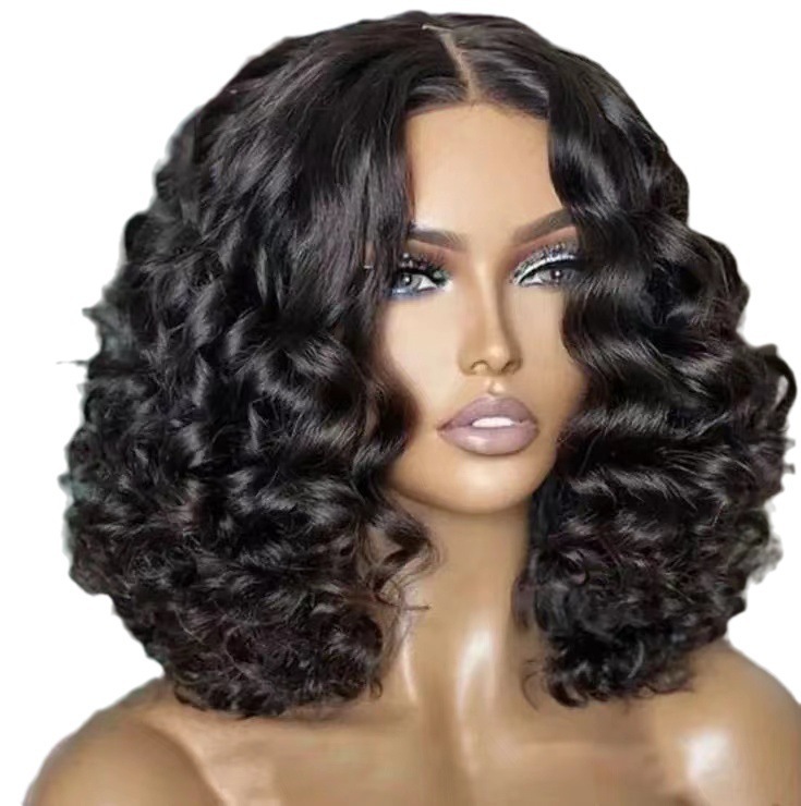 Amazon European and American Women's Wig High Temperature Silk Fiber Full Top Headset Short Curly Hair Small Wave Wig Wholesale Amazon European and American Women's Wig High Temperature Silk Fiber Full Top Headset Short Curly Hair Small Wave Wig Wholesale