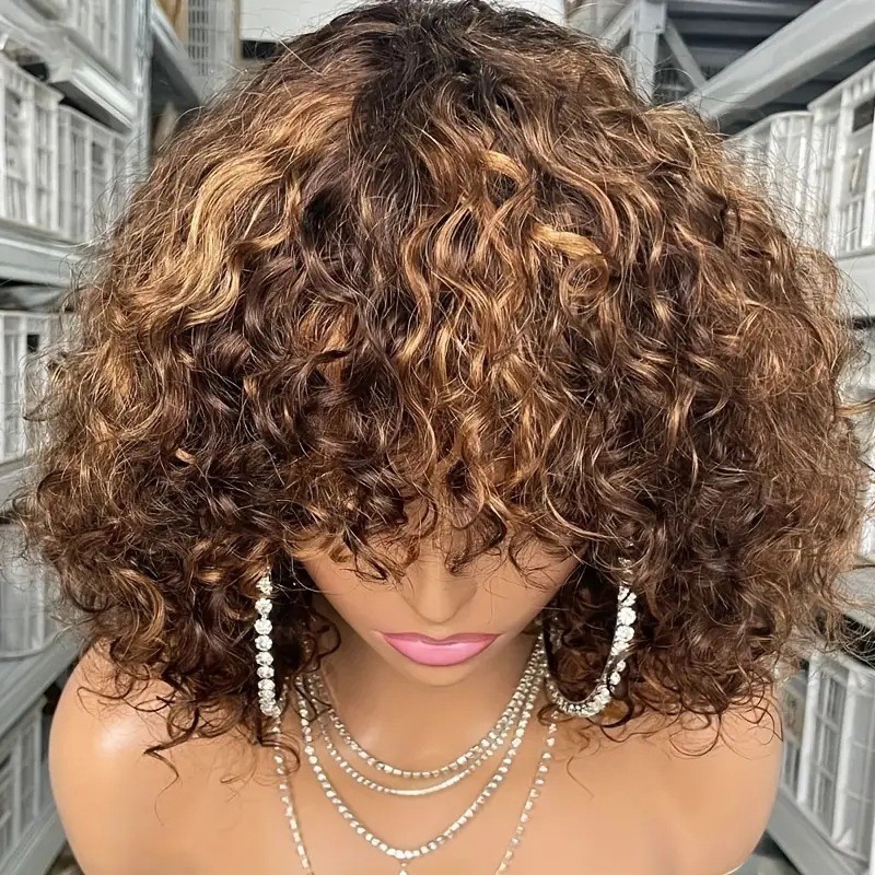 Cross border new wig African women's fashion wig short curly hair wrapped tube small curly hair synthetic full head cover wig Cross border new wig African women's fashion wig short curly hair wrapped tube small curly hair synthetic full head cover wig