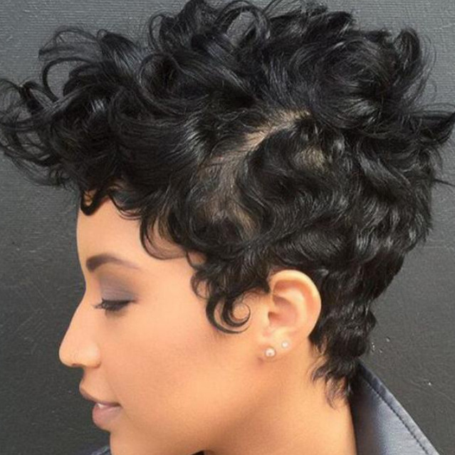 Cross border new Amazon black wig European and American WIG fashion women's short curly hair synthetic headband manufacturer wholesale