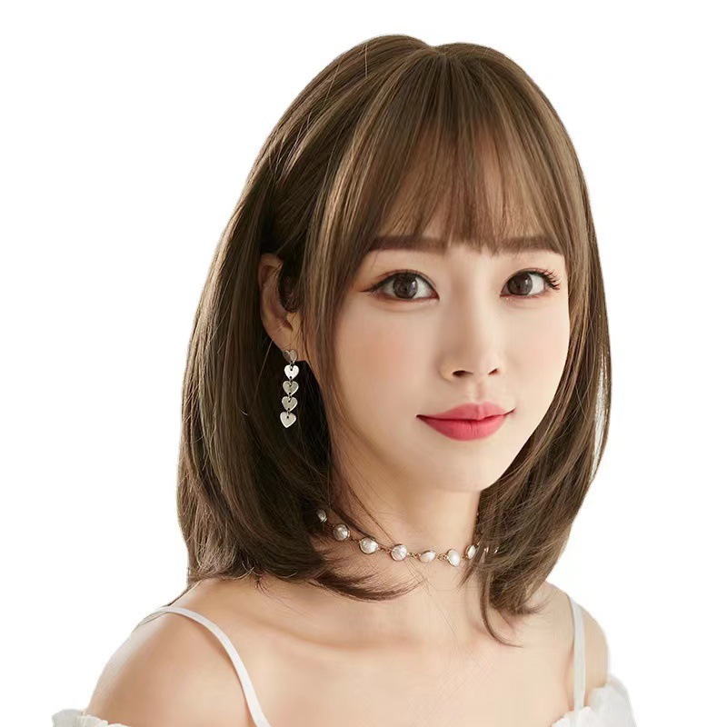 Korean women's shoulder length wig, women's hair, shoulder length bangs, long hair, air bangs, synthetic headbands in stock Korean women's shoulder length wig, women's hair, shoulder length bangs, long hair, air bangs, synthetic headbands in stock