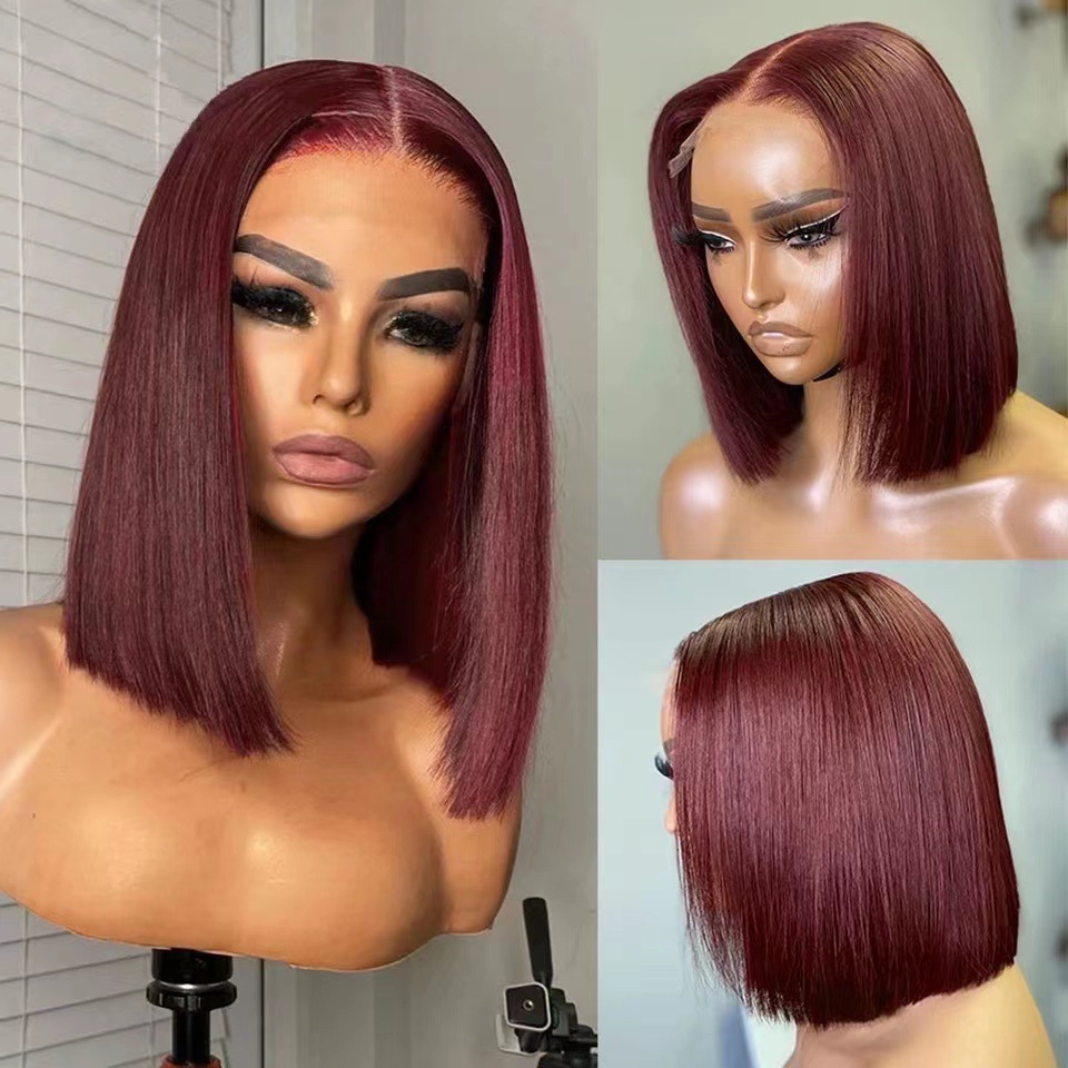 Bob Human Hair Wigs Body Wave Front Lace Wig Short Hair Bobble Headset in Stock