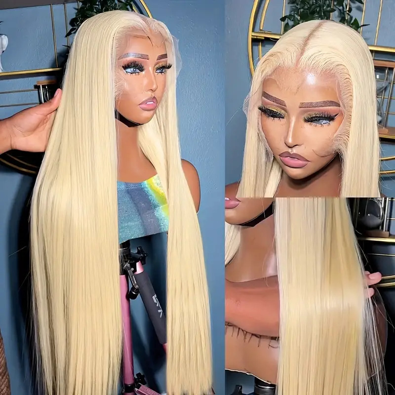 European and American direct sales lace wig Amazon women's split long straight hair fluffy natural fashion natural full hair set
