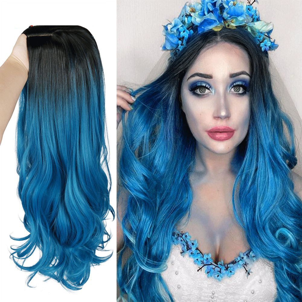 European and American women's wavy long curly hair cross-border holiday styling and dressing up, internet celebrity blogger changing into Christmas wig and headband