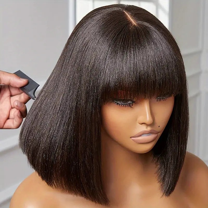 European and American fashion bangs, medium to long hair wigs, full head covers, hot selling bob hair wigs in foreign trade European and American fashion bangs, medium to long hair wigs, full head covers, hot selling bob hair wigs in foreign trade