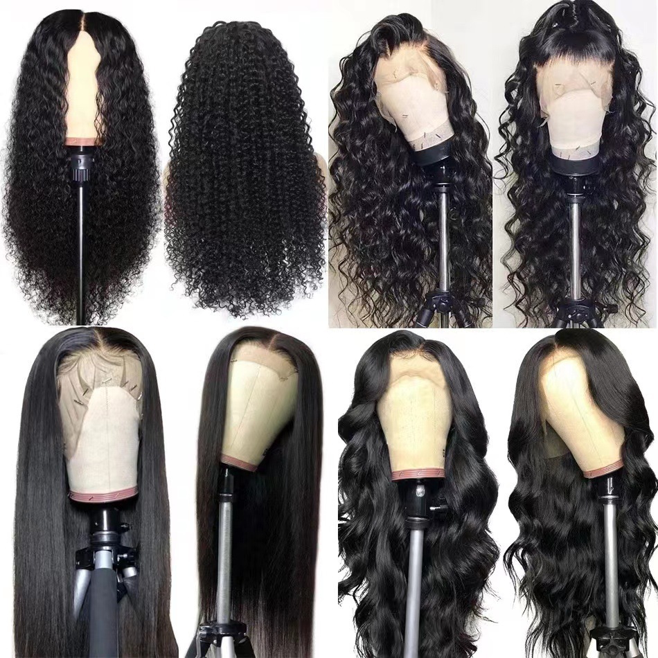 European and American Fashion Wig Women's Front Lace Black Wave Curly Hair Set Cross border E-commerce Africa Large Roll Wigs