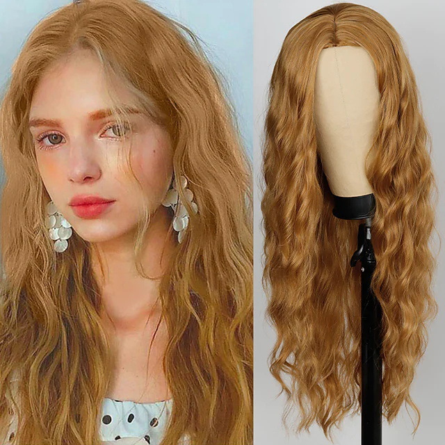 European and American wig, women's wool roll, long wig cover, full head, corn whisker, long curly hair, synthetic headband, wigs