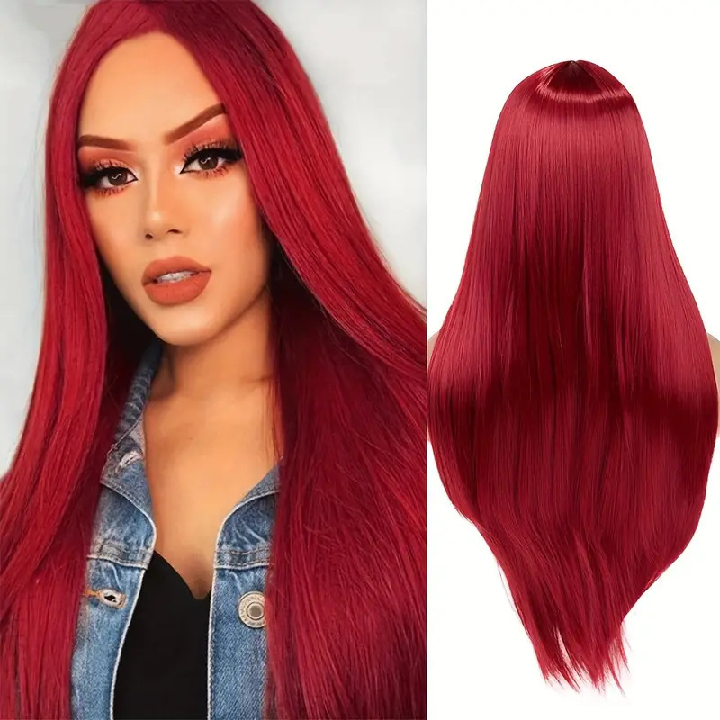 Amazon Cross border Foreign Trade European and American Fashion Wig African Hot Selling Front Lace Middle Split Straight Hair Wig Full Headset