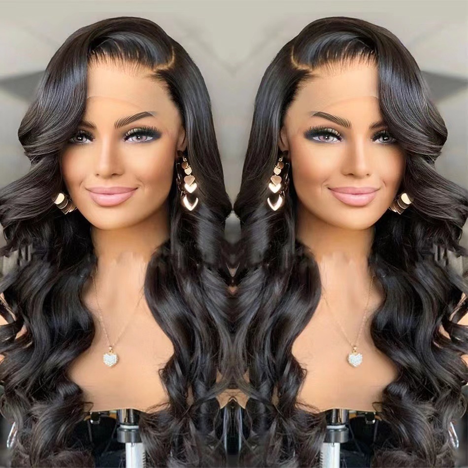 European and American Fashion Wig Women's Front Lace Black Wave Curly Hair Set Cross border E-commerce Africa Large Roll Wigs