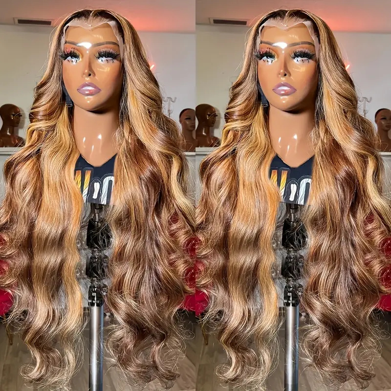 12A Front Lace Wig Women's Medium Large Wave Piano Color Long Curled Hair Full Headset