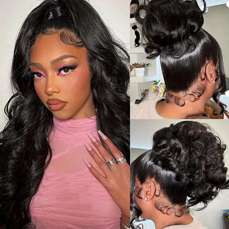 13 * 4 Front Lace Wig Women's Medium Large Wave Long Curled Hair Natural Full Headset Style