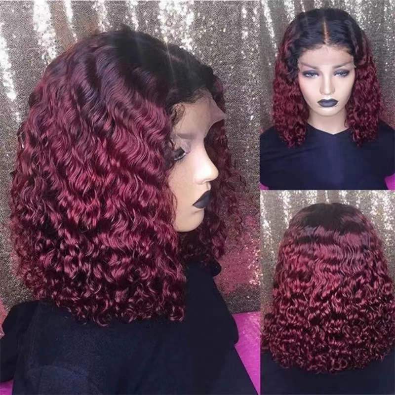 European and American fashion wig women's front lace headband wig dyed gradient African small roll medium long short hair brown European and American fashion wig women's front lace headband wig dyed gradient African small roll medium long short hair brown