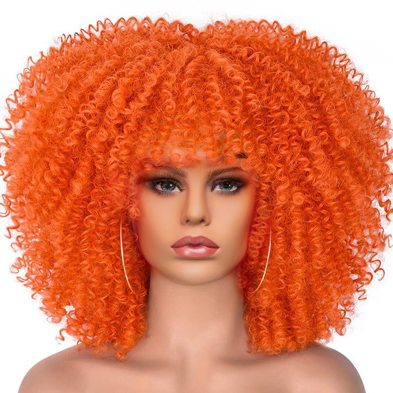 New Wig Women's Short Curly Hair African Small Curly Hair European and American Explosion Head Wig Wigs Rose Net Chemical Fiber Headset