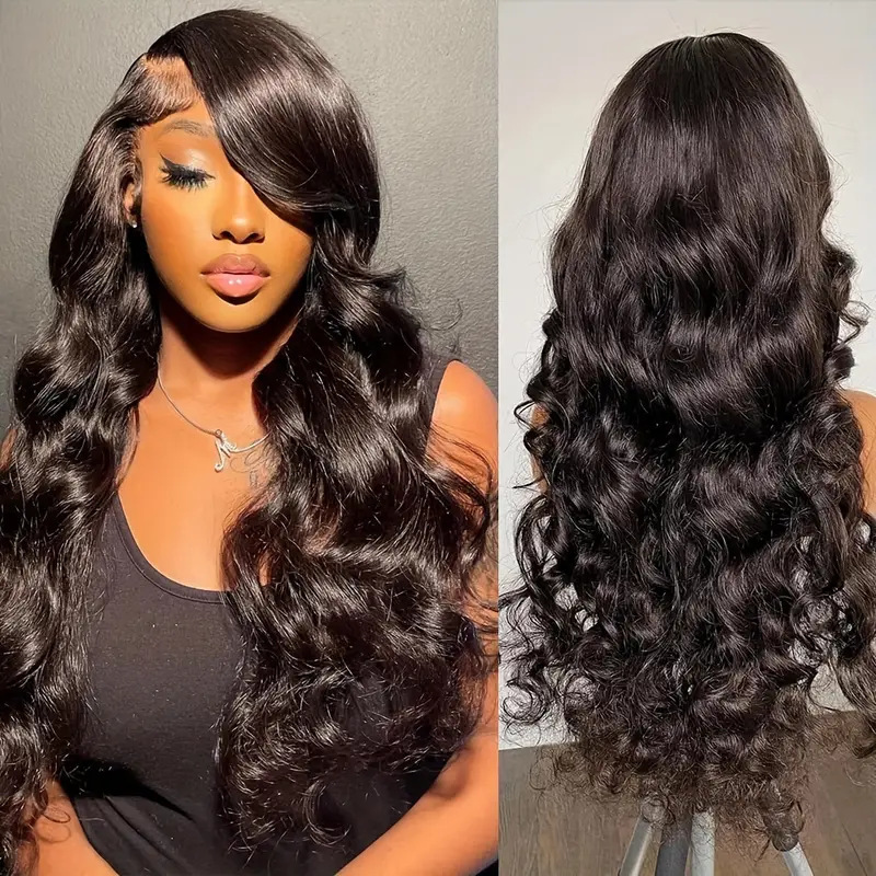 13 * 4 Front Lace Wig Women's Big Wave Long Curled Hair Fluffy Natural Full Headset