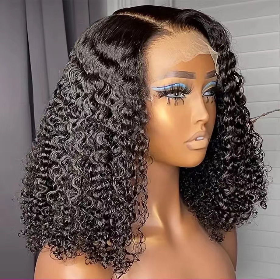 Lace front wig transparent front without glue high-definition human hair and baby pre pulled hairline density Brazilian fake