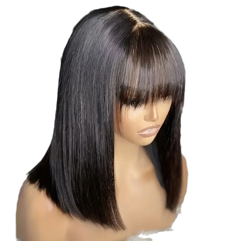 European and American fashion bangs, medium to long hair wigs, full head covers, hot selling bob hair wigs in foreign trade European and American fashion bangs, medium to long hair wigs, full head covers, hot selling bob hair wigs in foreign trade