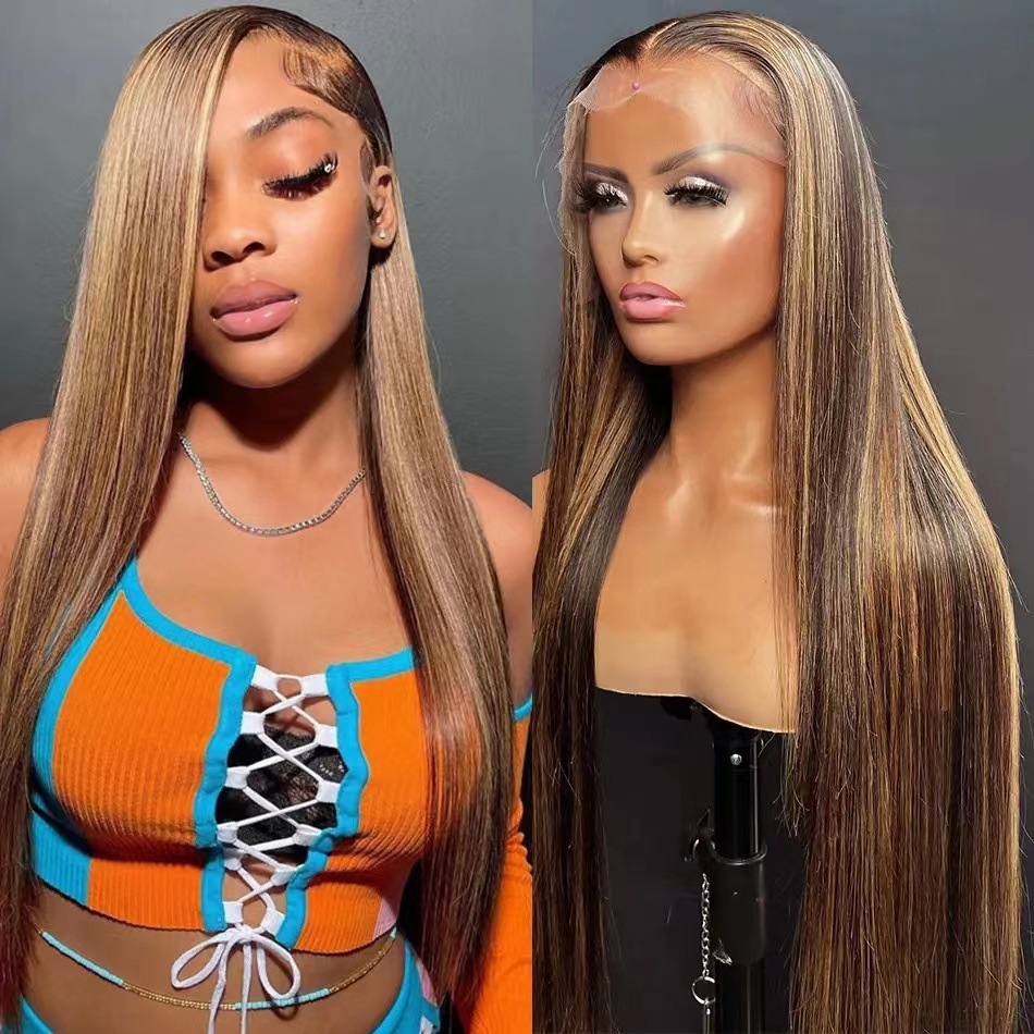Front lace wig, European and American women's wig, long straight synthetic headband, cross-border popular wig headband, wig in stock
