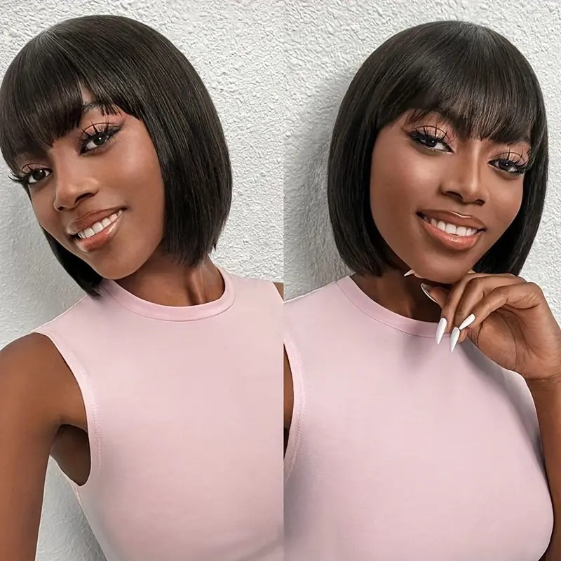 European and American fashion bangs, medium to long hair wigs, full head covers, hot selling bob hair wigs in foreign trade European and American fashion bangs, medium to long hair wigs, full head covers, hot selling bob hair wigs in foreign trade