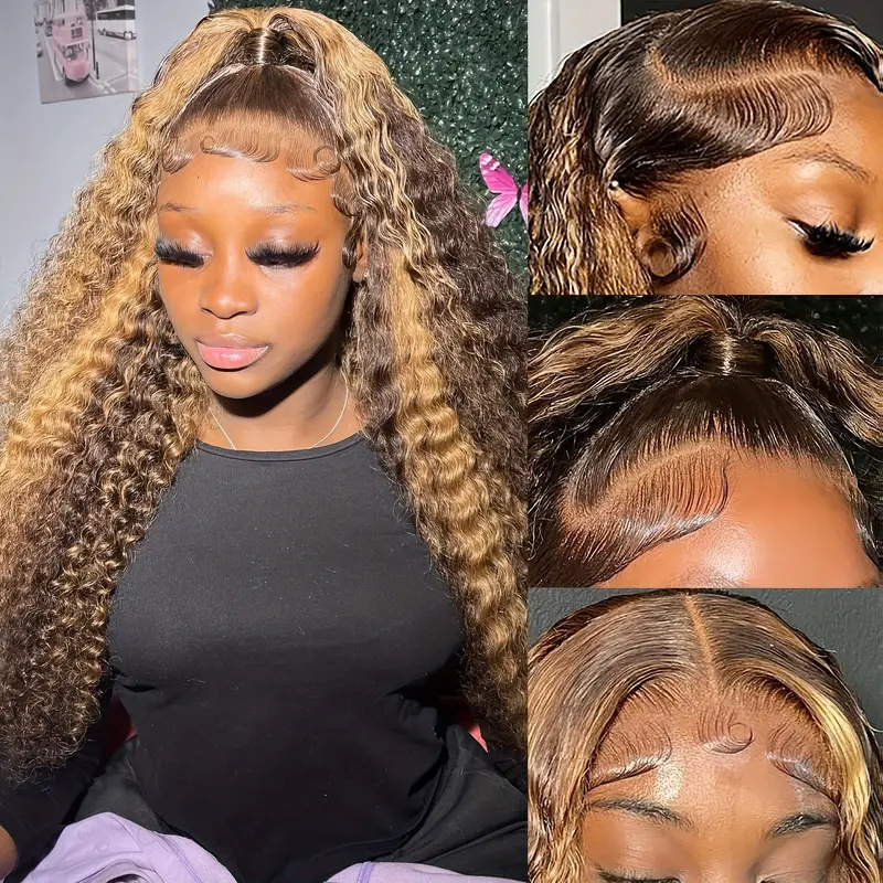 Cross border foreign trade wig, European and American fashion lace, piano color, small curly hair, hot selling lace wig in Africa