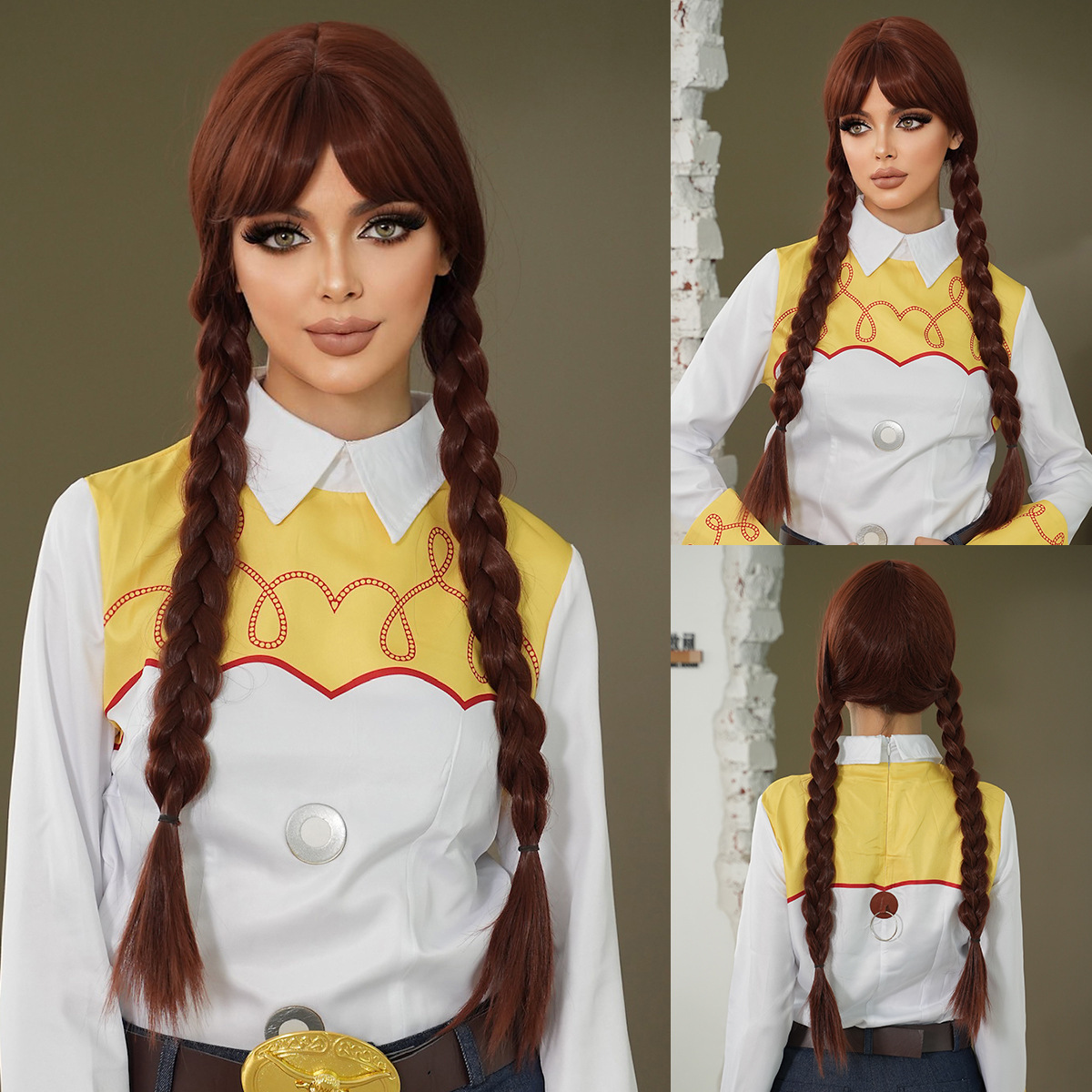 Amazon Cross border Foreign Trade Europe and America Time Cross border Hot Selling Cos Wednesday Adams Black Wig with bangs and long braids