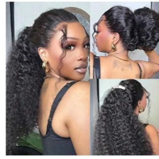 AliExpress Cross border European and American New Product Wig European and American Women's Front Lace Synthetic Headset Black Mid Split Long Straight Hair