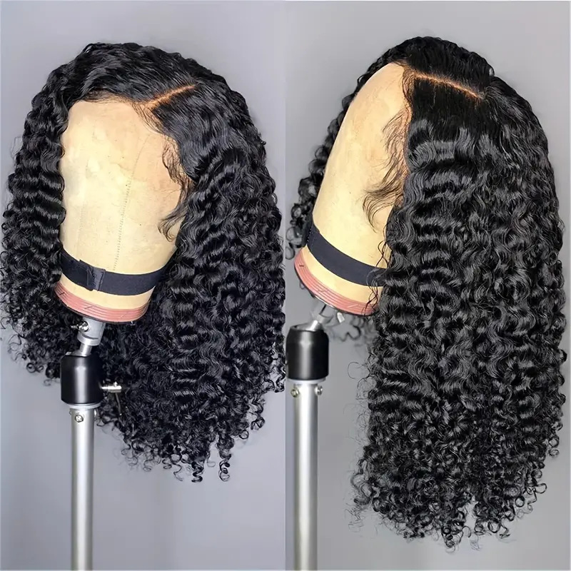 New European and American lace wig for women, bobo head, natural black, short curly hair, synthetic hair cover wholesale styling