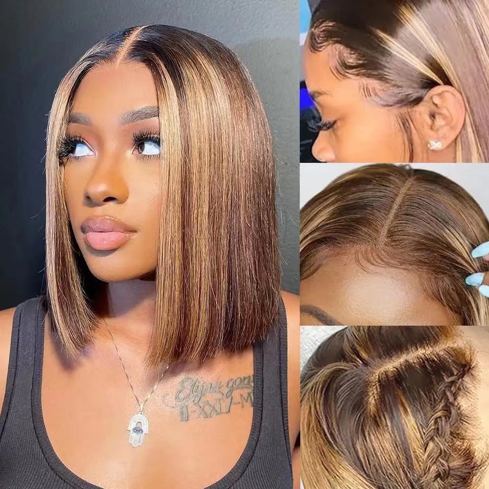 Front lace bob haircut short bob haircut short wig lace full head cover human hair wig in stock
