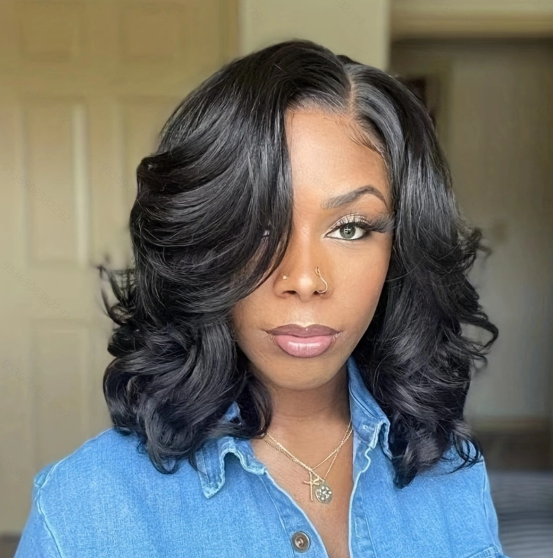 Foreign trade European and American wigs Cross border wavy medium long curly wigs African hot selling short roll natural full head cover style