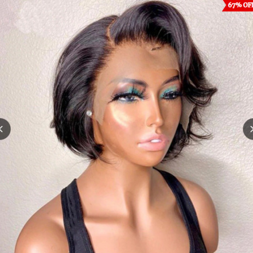 Front lace, short hair, curly hair, ladies' fashion website, high-temperature silk, short curly hair, wig and headband manufacturer direct sales