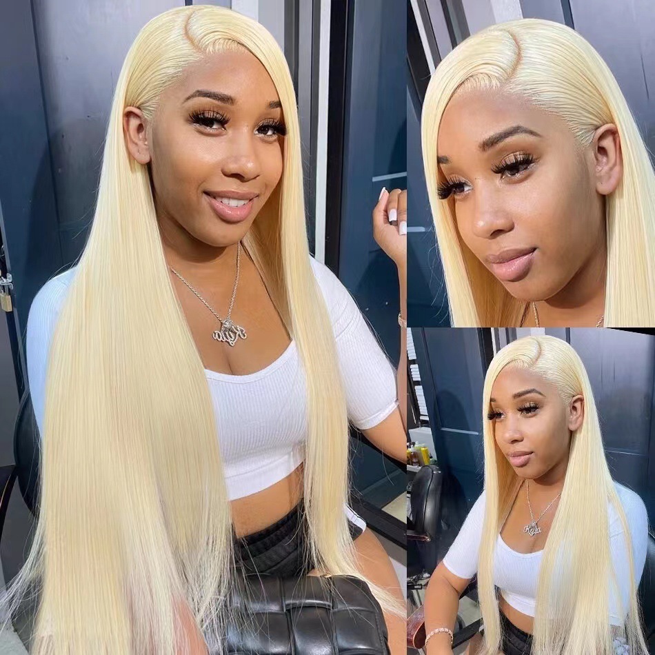 International station promotes new wig with lace front, long straight hair, African women's wig headband, light gold lace hair