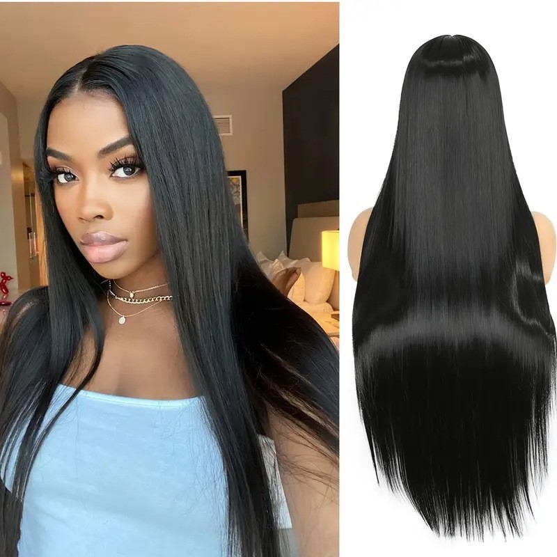 Front lace wig, Amazon bestseller, women's mid length straight hair, fluffy natural fashion full hair set, wholesale hair replacement
