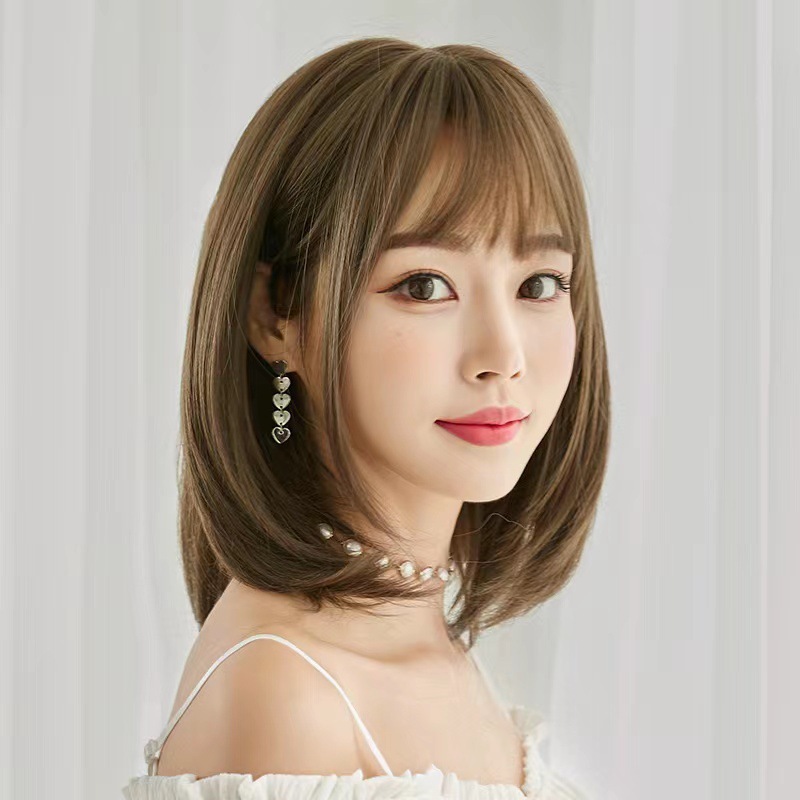 Korean women's shoulder length wig, women's hair, shoulder length bangs, long hair, air bangs, synthetic headbands in stock Korean women's shoulder length wig, women's hair, shoulder length bangs, long hair, air bangs, synthetic headbands in stock