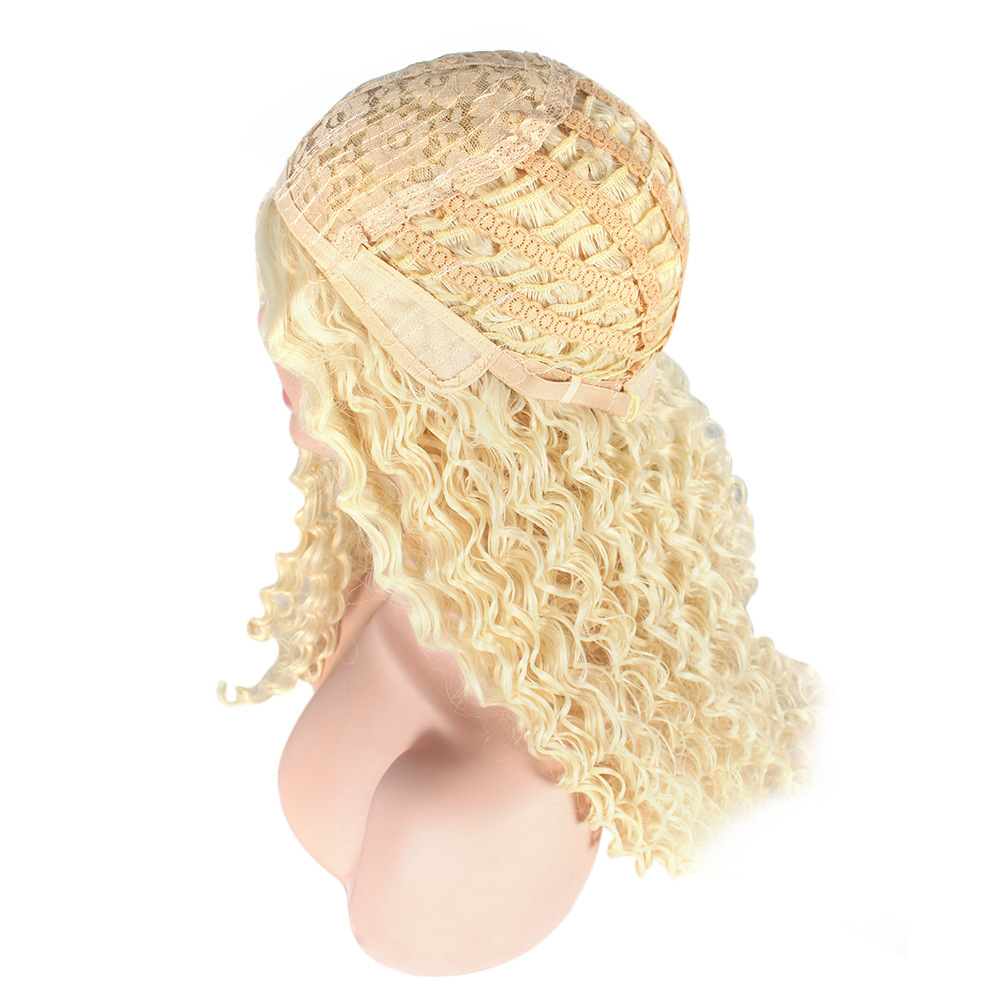 European and American fashion wig women's front lace headband wig dyed gradient African small roll medium long short hair brown European and American fashion wig women's front lace headband wig dyed gradient African small roll medium long short hair brown