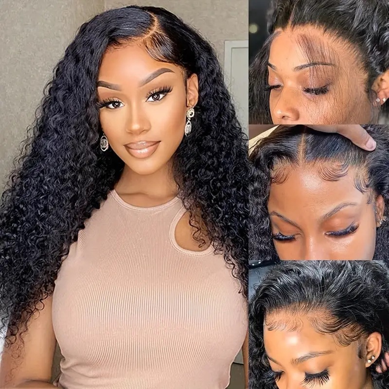 Cross border foreign trade wig European and American fashion front lace steel coil small roll curly hair African hot selling lace wig