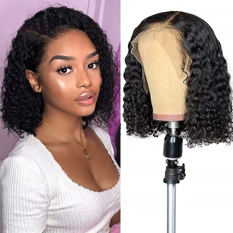 Cross border hot selling wigs in Europe and America, with small curls and short hair, Amazon high-temperature silk wigs, and wig covers in stock