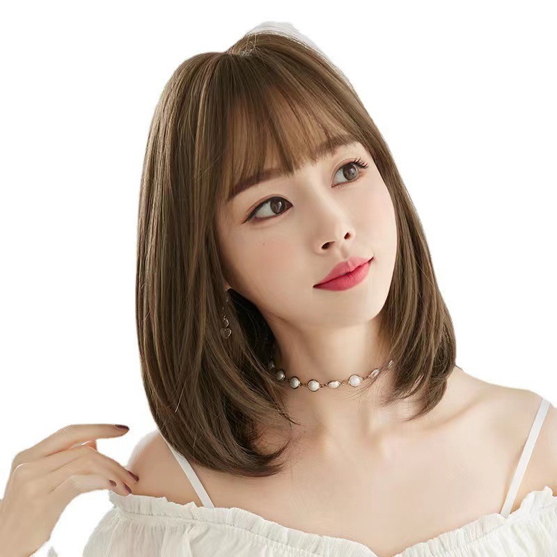 Korean women's shoulder length wig, women's hair, shoulder length bangs, long hair, air bangs, synthetic headbands in stock Korean women's shoulder length wig, women's hair, shoulder length bangs, long hair, air bangs, synthetic headbands in stock