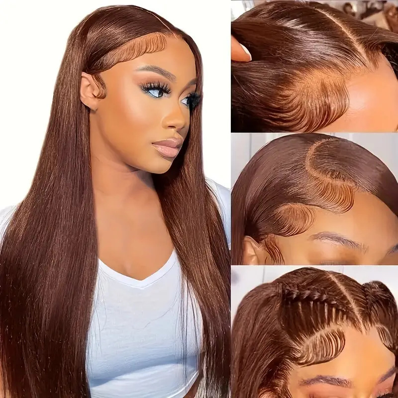 Amazon front lace wig for women, mid size beige long straight hair, fluffy natural fashion full hair set in stock