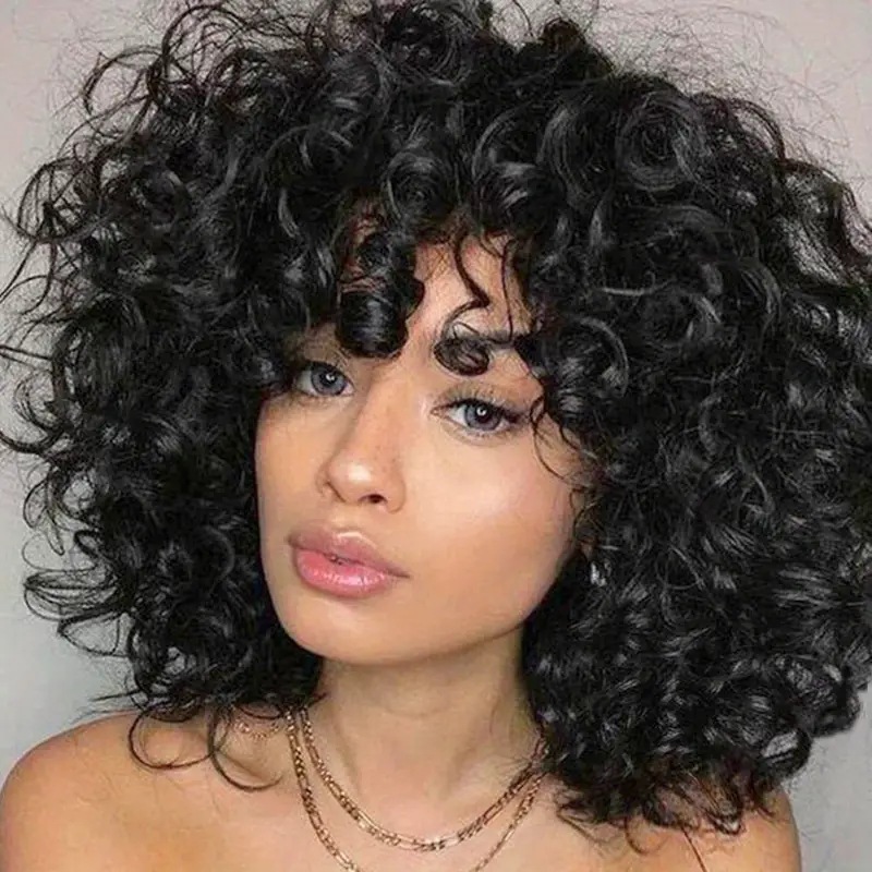 Amazon Cross border Fashion Steel Roll Curling Head Cover African Hot Selling Fluffy Natural Explosion Head Curling Wig