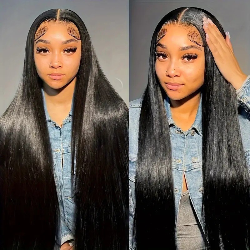Cross border AliExpress lace wig for women, black long straight hair, fluffy natural full head style wholesale