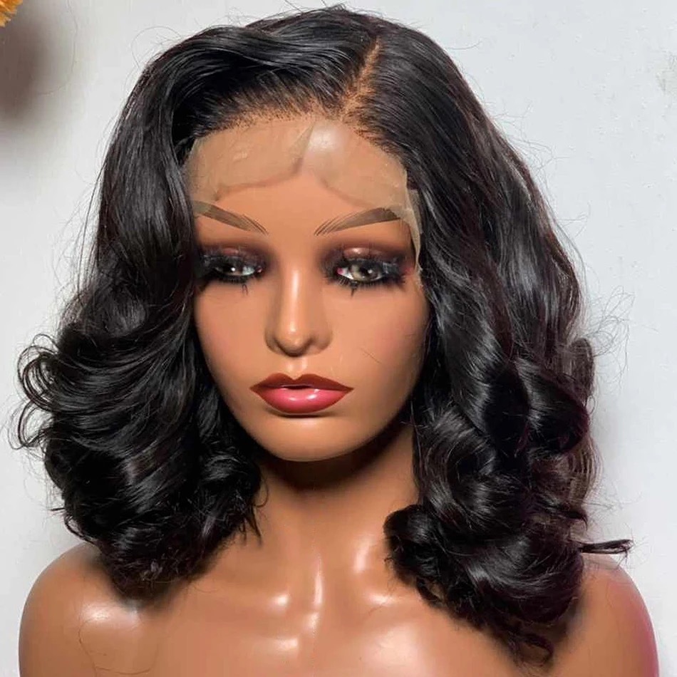 Front lace short curly hair 2024 Amazon hot selling lace wig big wave front high temperature silk wig set