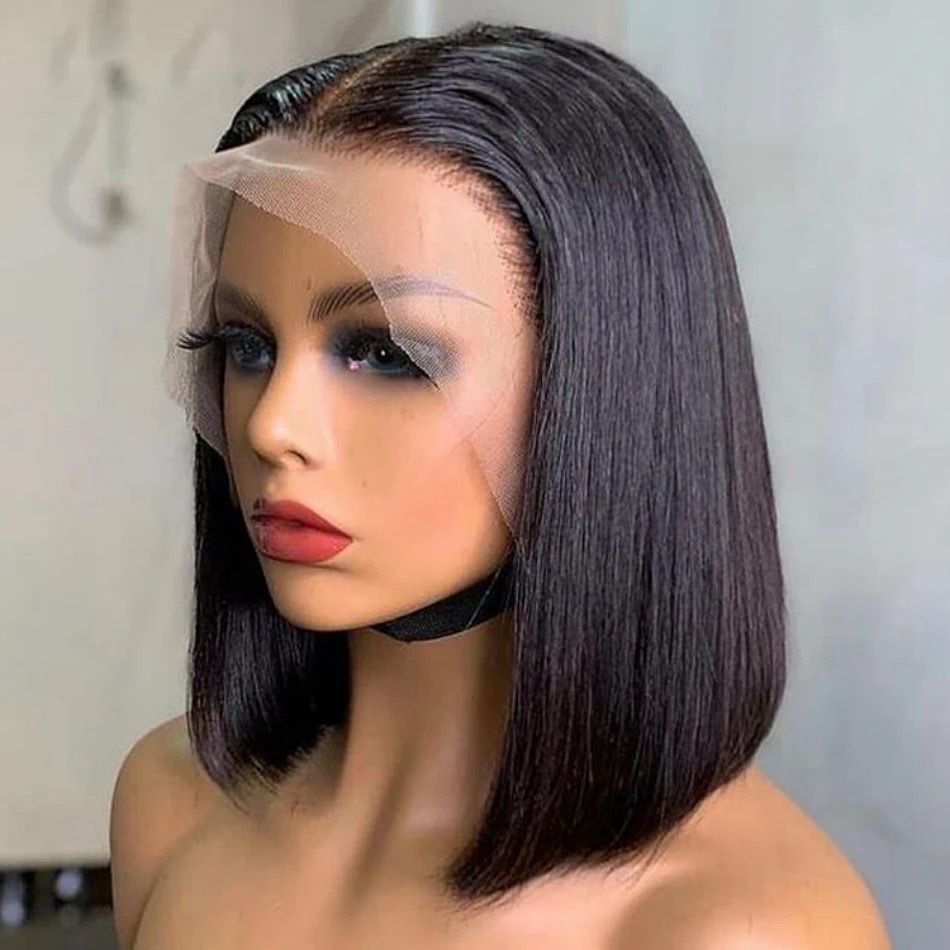 12A Vietnam Bone Straight Bob Human Hair Wigs Front Lace Wig Cover
