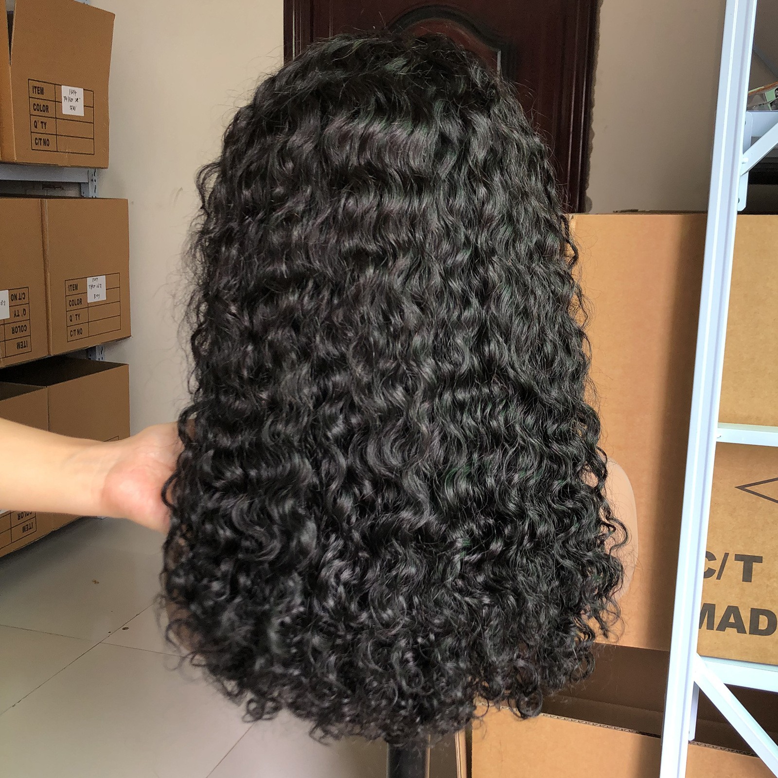 European and American cross-border black medium split small roll female real hair manufacturer direct sales wigs wig Amazon hot selling